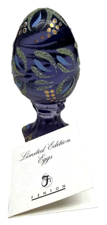 Fenton Other - Fenton Art Glass Egg Purple Decorated Swirls & Glitter Signed Limited Edition